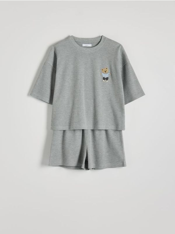 Reserved Reserved - Komplet dvodijelne pidžame s vezom - light grey