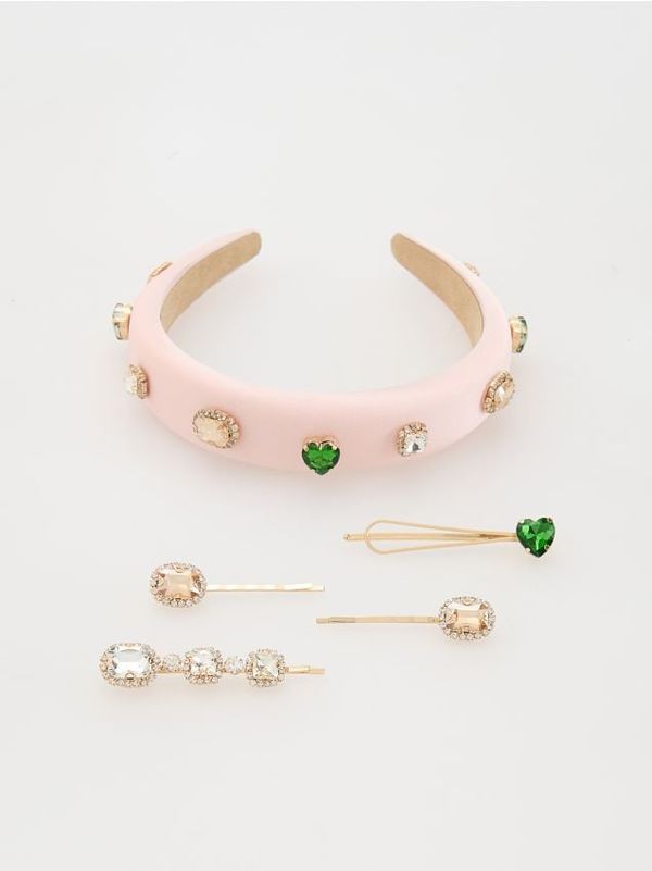 Reserved Reserved - Komplet obruča za kosu i ukosnica - pastelnoružičasto