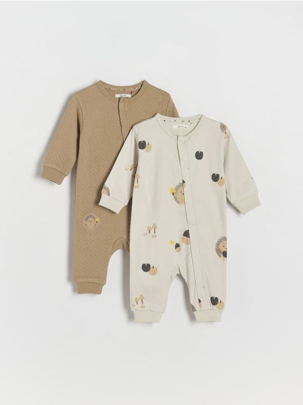 Reserved Reserved - Komplet od 2 pamučna bodija - zlatnosmeđe