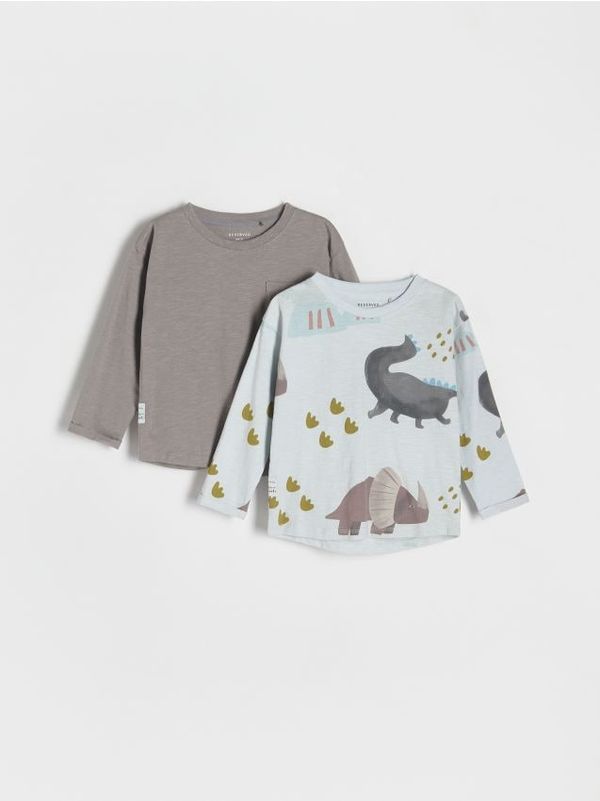 Reserved Reserved - Komplet od 2 pamučne majice dugih rukava - bljedoplavo