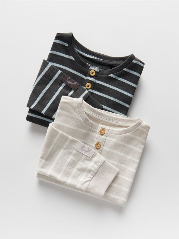 Reserved Reserved - Komplet od 2 pamučne majice dugih rukava - crno