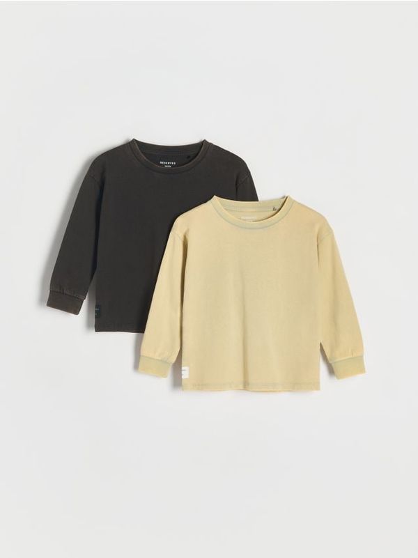 Reserved Reserved - Komplet od 2 pamučne majice dugih rukava - svjetlozeleno