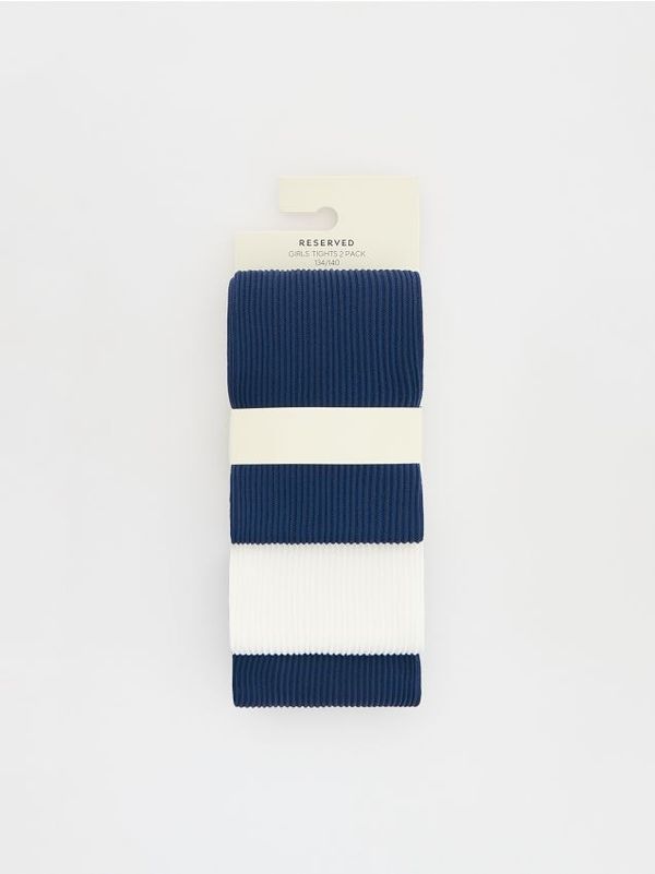 Reserved Reserved - Komplet od 2 para rebrastih čarapa s gaćicama - krem