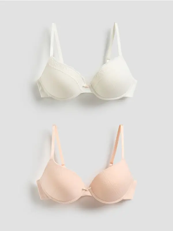 Reserved Reserved - Komplet od 2 push-up grudnjaka - krem