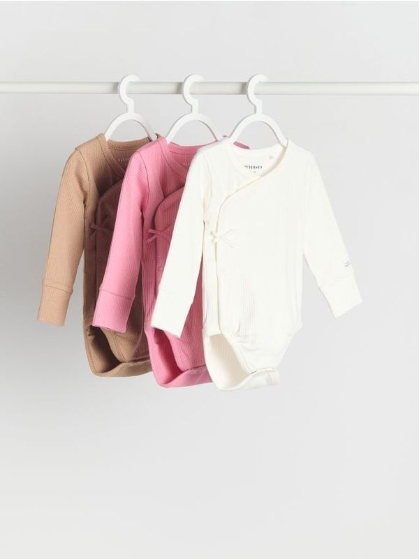 Reserved Reserved - Komplet od 3 bodija na preklop sprijeda - pastelnoružičasto