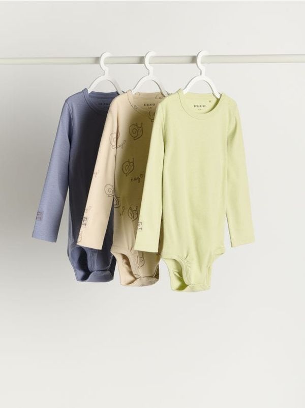 Reserved Reserved - Komplet od 3 pamučna bodija - bež