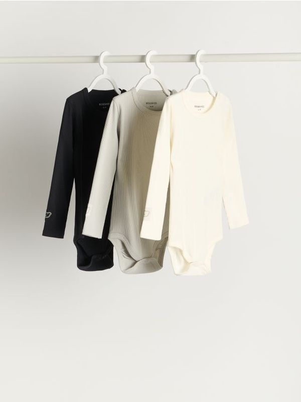 Reserved Reserved - Komplet od 3 pamučna bodija - boja kože