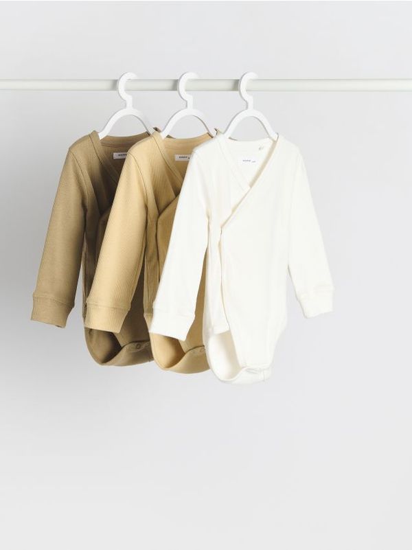 Reserved Reserved - Komplet od 3 pamučna bodija - krem