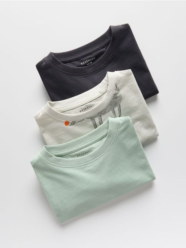 Reserved Reserved - Komplet od 3 pamučne majice dugih rukava - light grey