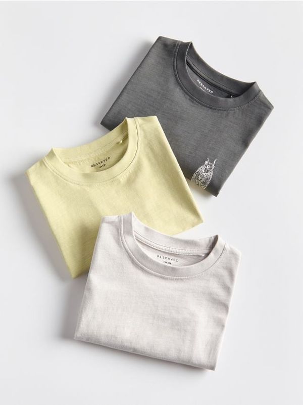Reserved Reserved - Komplet od 3 pamučne majice kratkih rukava - svijetlo siva