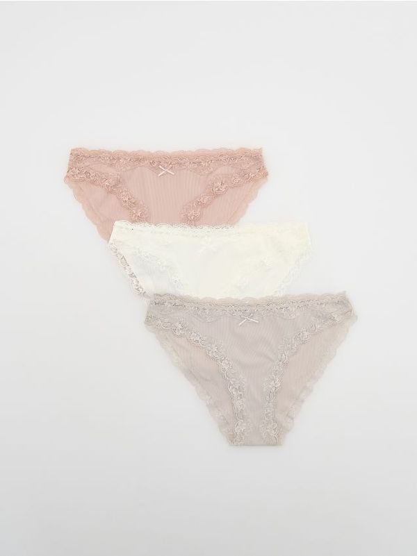 Reserved Reserved - Komplet od 3 para bikini gaćica - bež