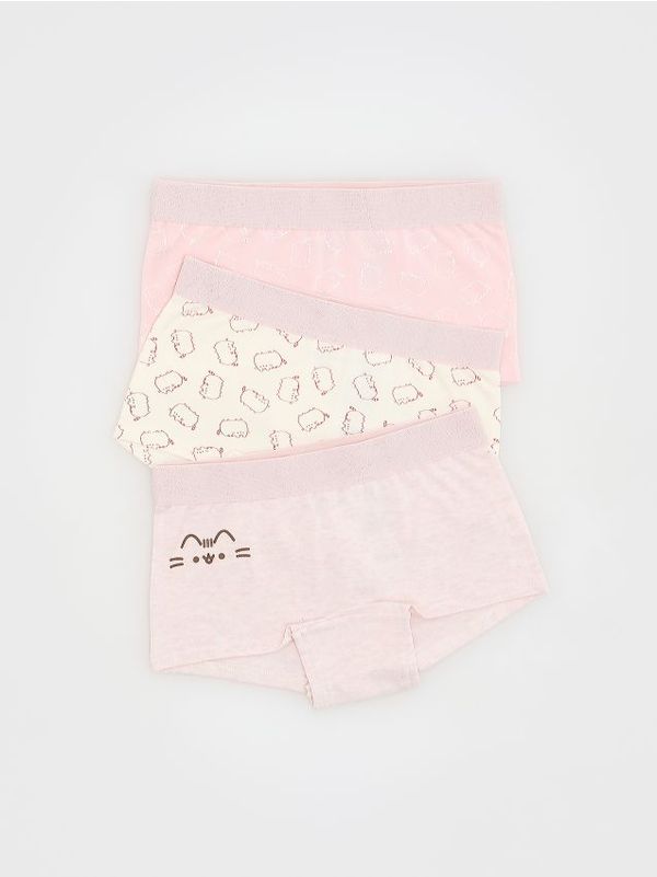 Reserved Reserved - Komplet od 3 para bokserica s visokim udjelom pamuka Pusheen - pastelnoružičasto
