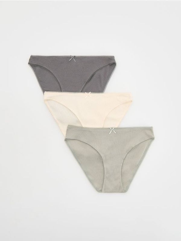 Reserved Reserved - Komplet od 3 para gaćica s visokim udjelom pamuka - light grey