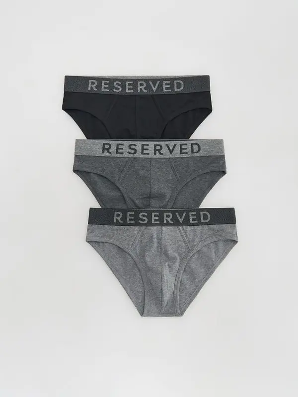 Reserved Reserved - Komplet od 3 para gaćica s visokim udjelom pamuka - tamnosivo