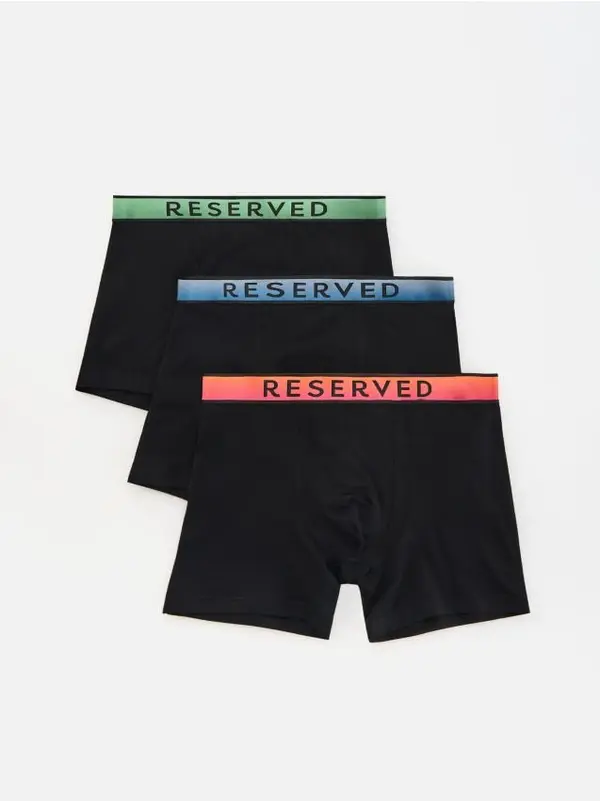 Reserved Reserved - Komplet od 3 para long bokserica - crno