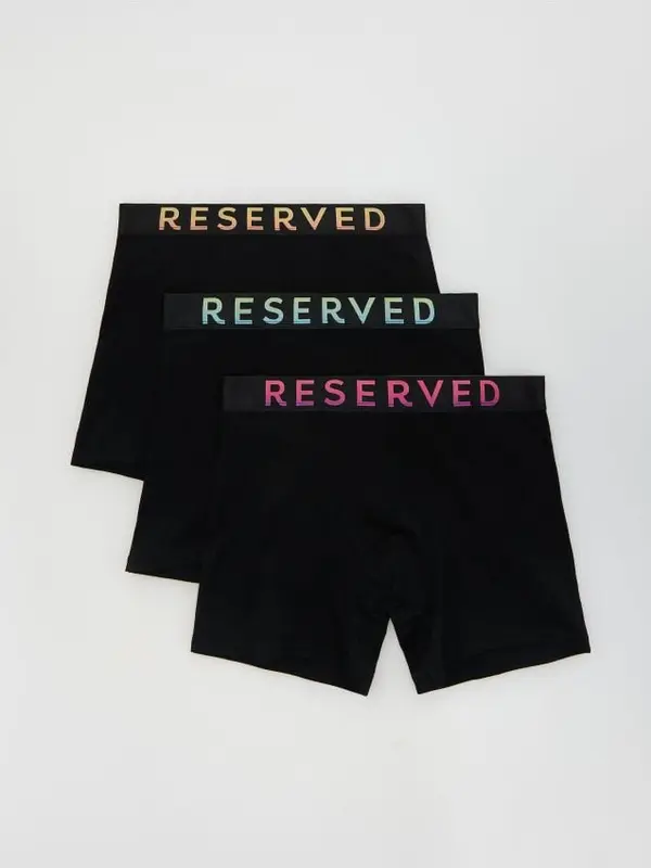 Reserved Reserved - Komplet od 3 para long bokserica - crno