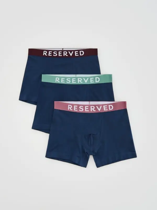 Reserved Reserved - Komplet od 3 para long bokserica - mornarsko plava