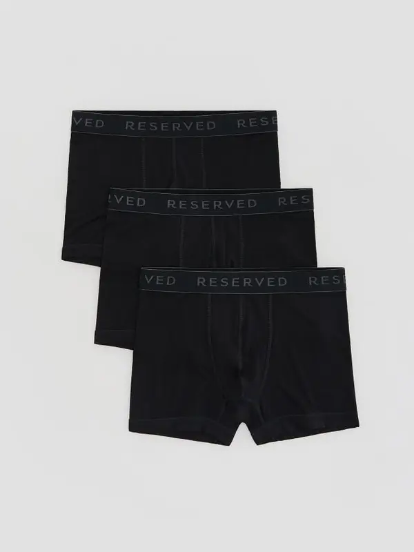 Reserved Reserved - Komplet od 3 para long bokserica s visokim udjelom viskoze - crno