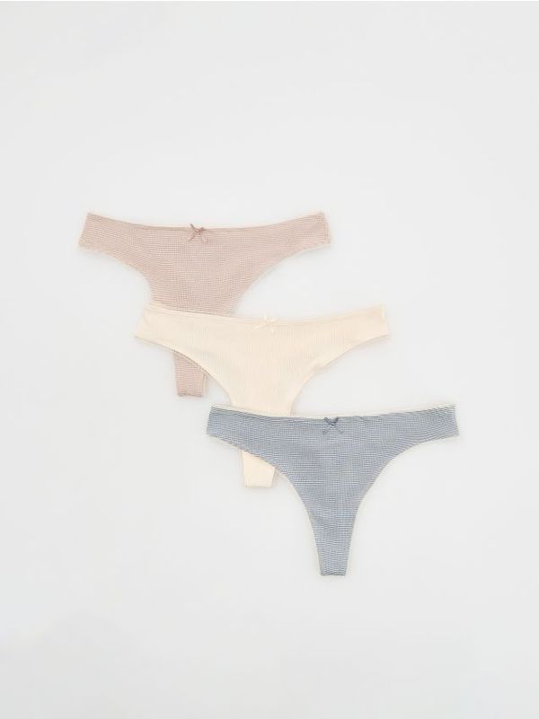 Reserved Reserved - Komplet od 3 para tanga s visokim udjelom pamuka - boja kože