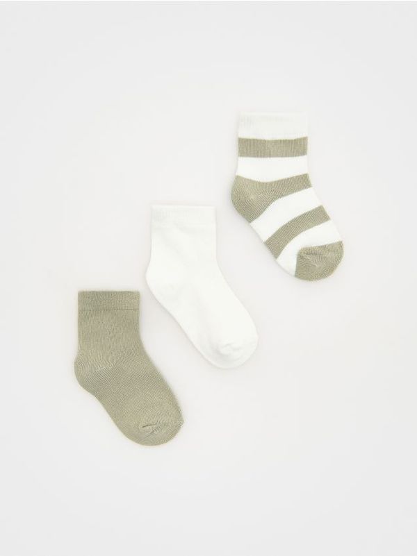 Reserved Reserved - Komplet od 3 pari čarapa s visokim udjelom pamuka - krem