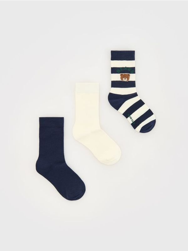 Reserved Reserved - Komplet od 3 pari čarapa s visokim udjelom pamuka - mornarsko plava