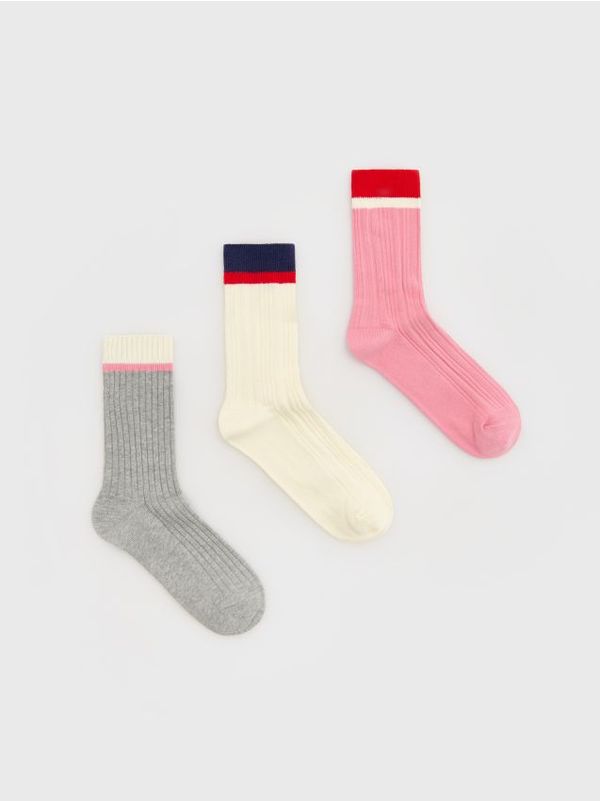 Reserved Reserved - Komplet od 3 pari čarapa s visokim udjelom pamuka - ružičasta