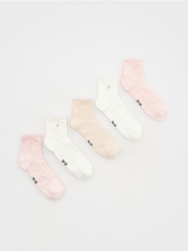 Reserved Reserved - Komplet od 5 pari čarapa s aplikacijom - pastelnoružičasto