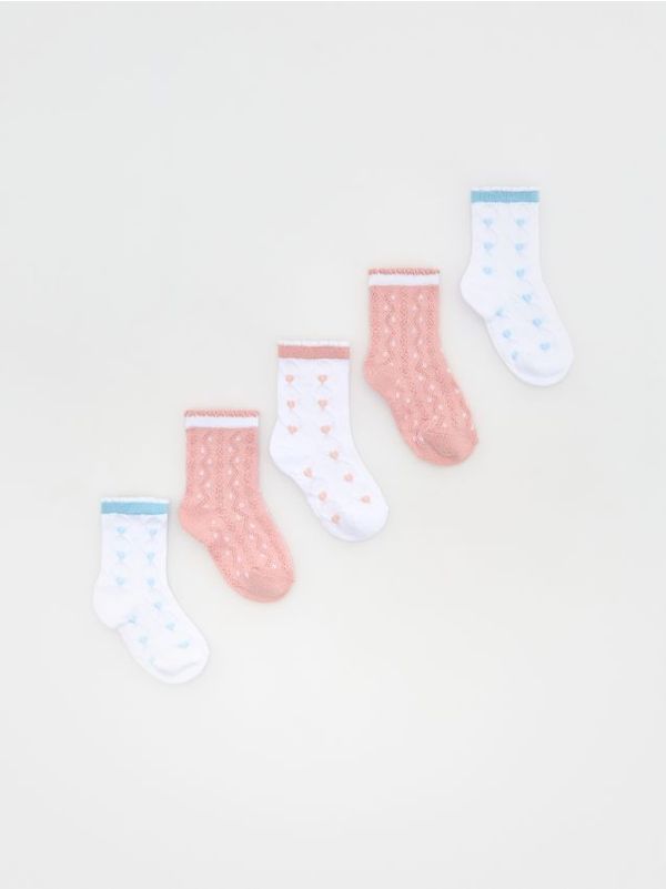 Reserved Reserved - Komplet od 5 pari čarapa s visokim udjelom pamuka - bijela