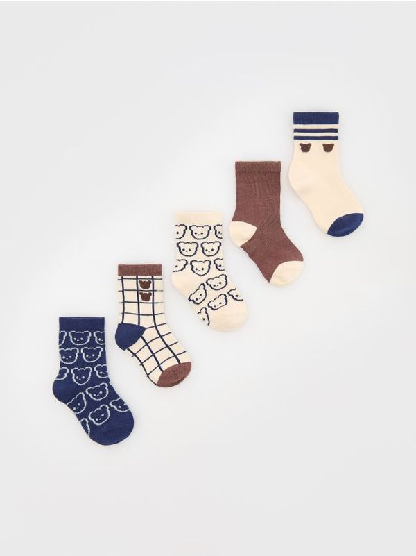 Reserved Reserved - Komplet od 5 pari čarapa s visokim udjelom pamuka - krem