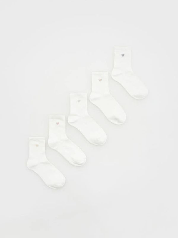 Reserved Reserved - Komplet od 5 pari čarapa s visokim udjelom pamuka - krem