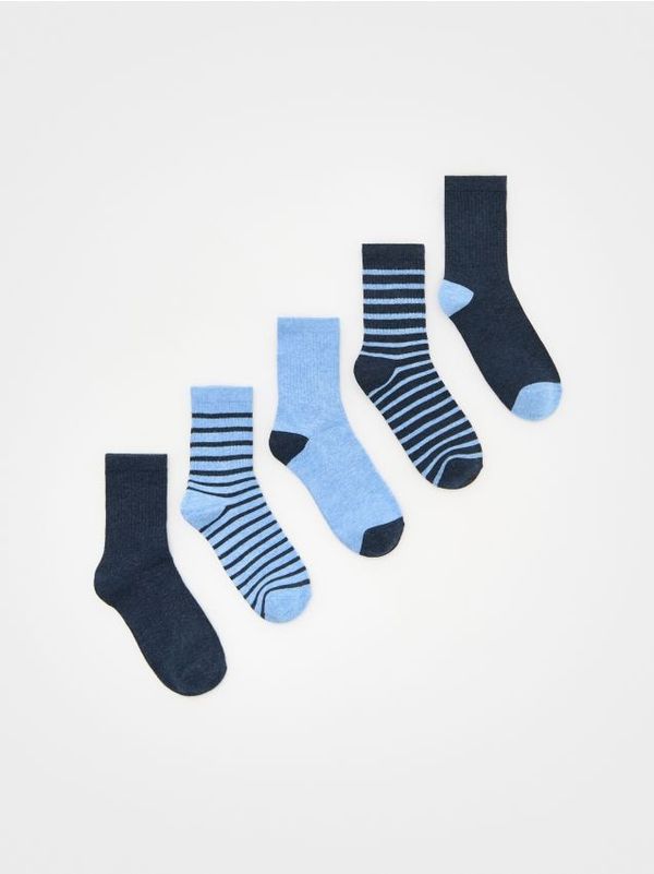 Reserved Reserved - Komplet od 5 pari čarapa s visokim udjelom pamuka - mornarsko plava