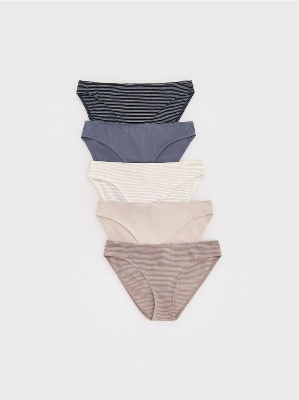 Reserved Reserved - Komplet od 5 pari gaćica u stilu bikinija s visokim udjelom pamuka - boja kože