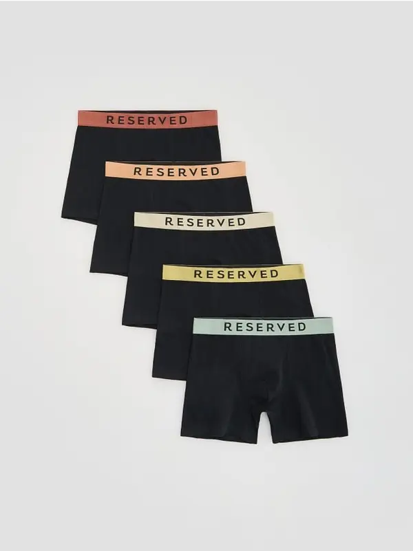 Reserved Reserved - Komplet od 5 pari long bokserica - crno