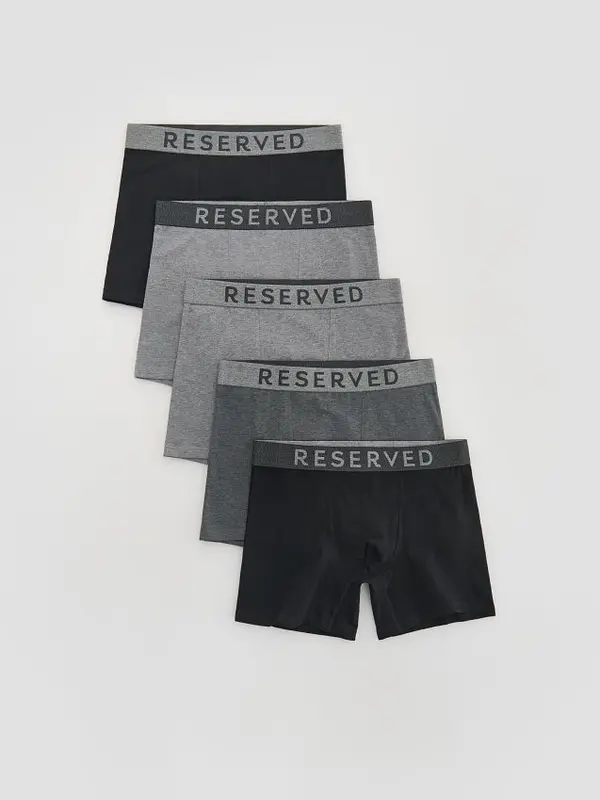 Reserved Reserved - Komplet od 5 pari long bokserica - tamnosivo