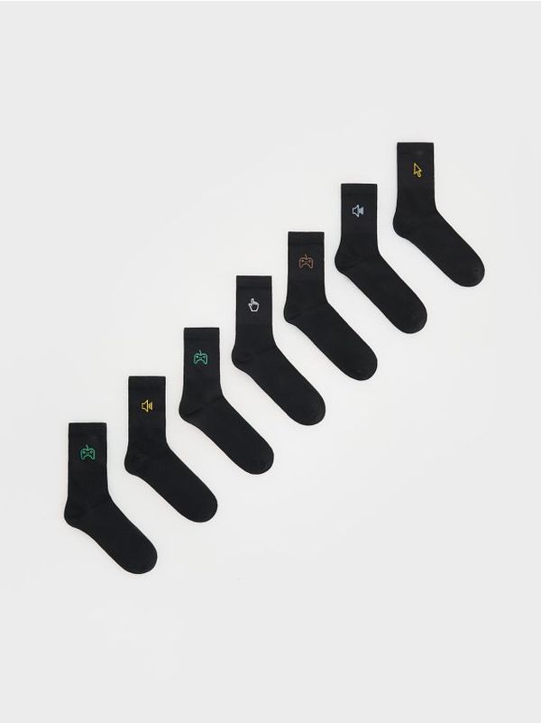 Reserved Reserved - Komplet od 7 pari čarapa s visokim udjelom pamuka - crno