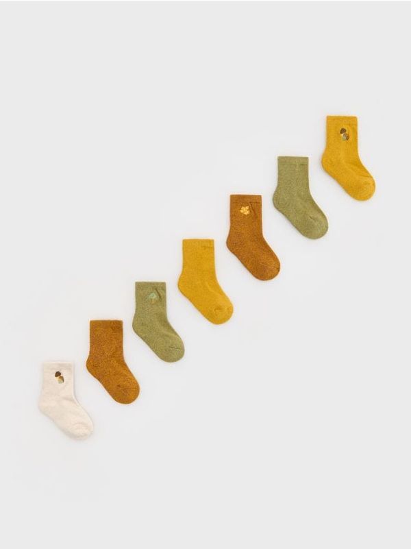 Reserved Reserved - Komplet od 7 pari čarapa s visokim udjelom pamuka - žuta boja