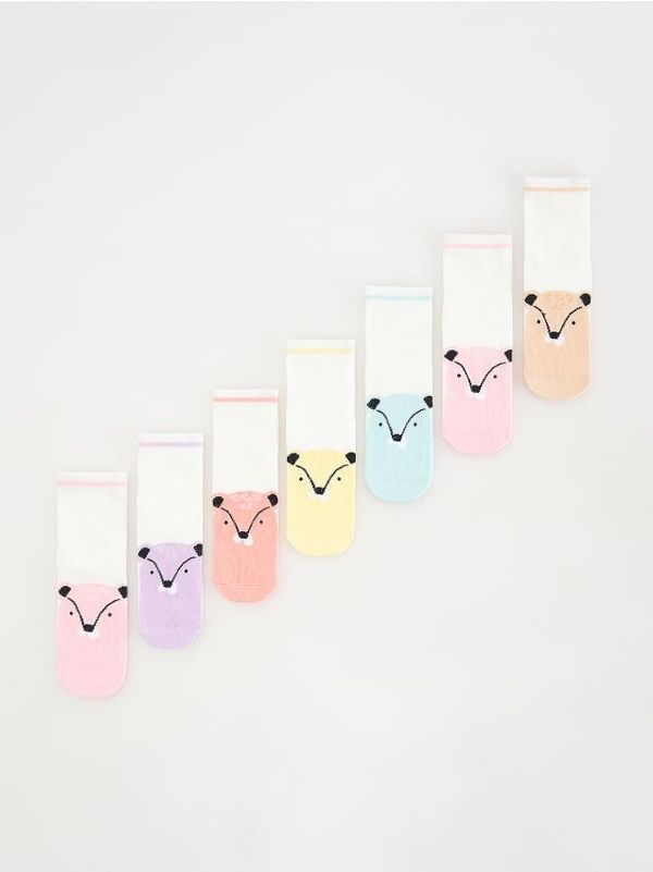 Reserved Reserved - Komplet od 7 pari višebojnih čarapa - krem