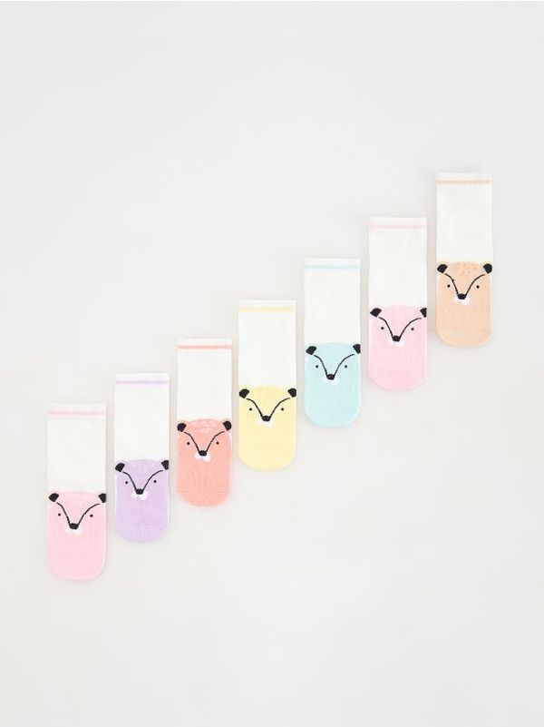 Reserved Reserved - Komplet od 7 pari višebojnih čarapa - krem