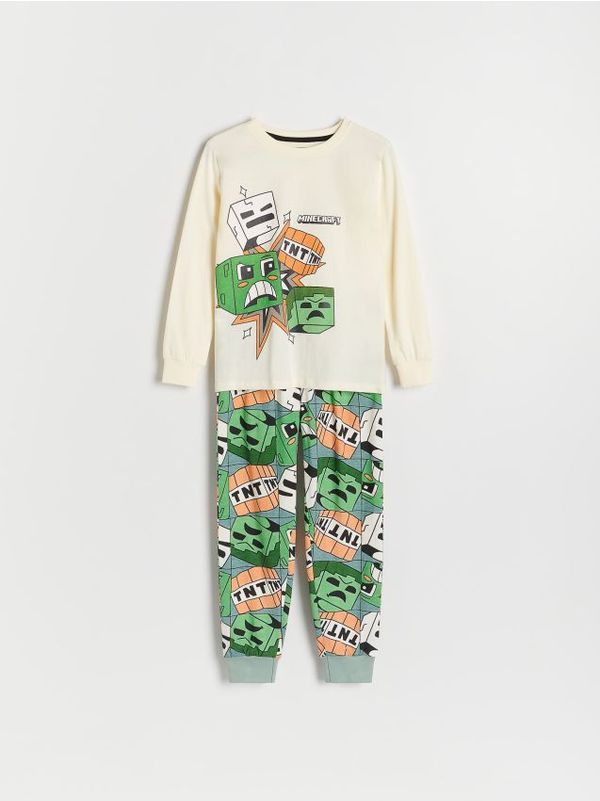 Reserved Reserved - Komplet pamučne pidžame Minecraft - krem
