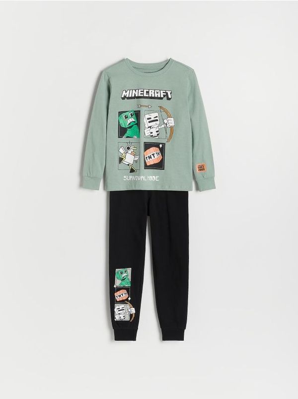 Reserved Reserved - Komplet pamučne pidžame Minecraft - plavozeleno