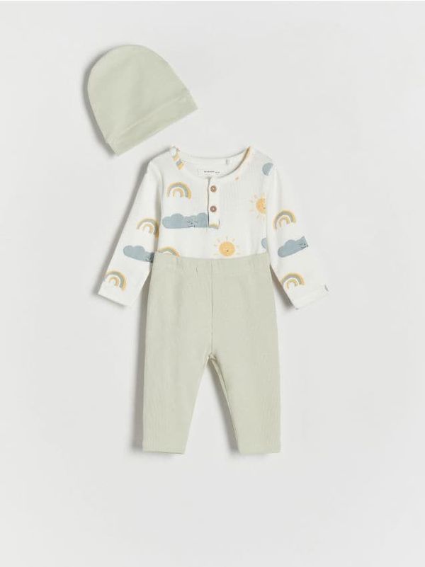 Reserved Reserved - Komplet s visokim udjelom pamuka - bljedozeleno