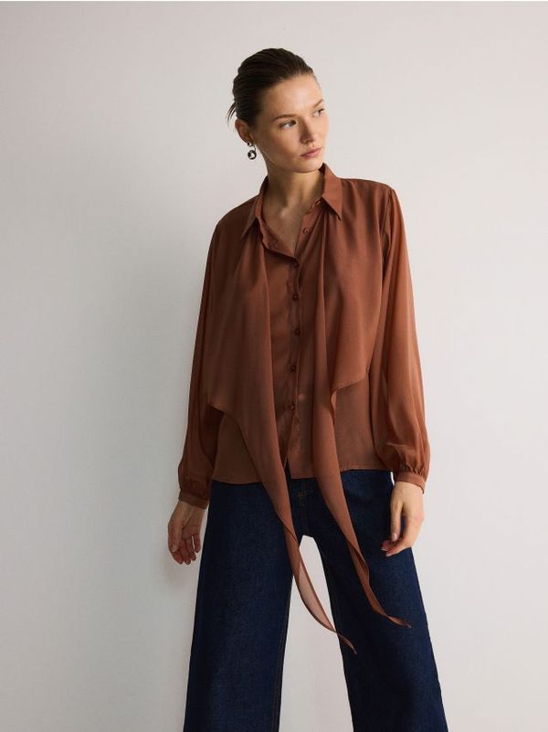 Reserved Reserved - Košulja na vezanje - smeđi