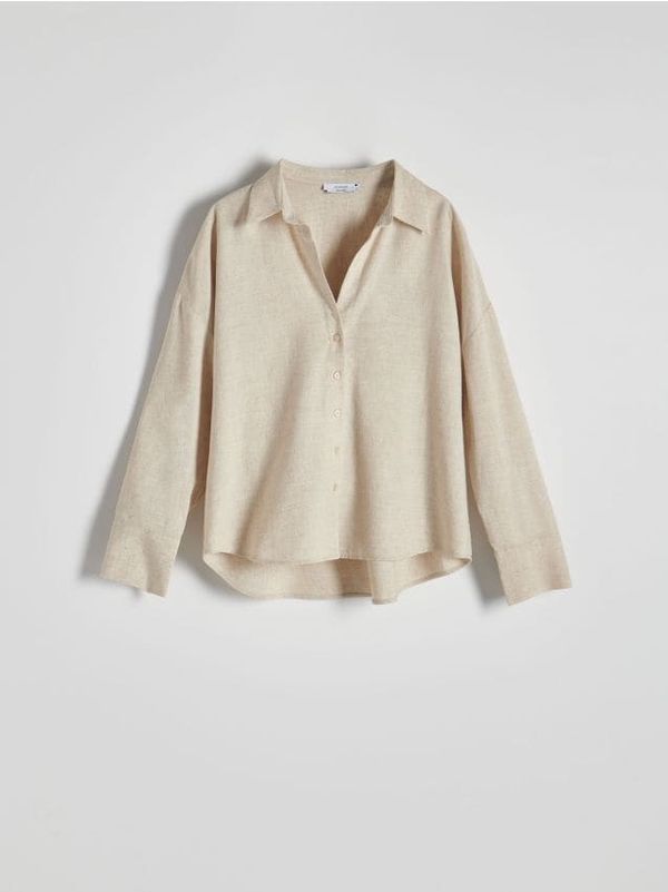 Reserved Reserved - Košulja od mješavine lana - boja kože