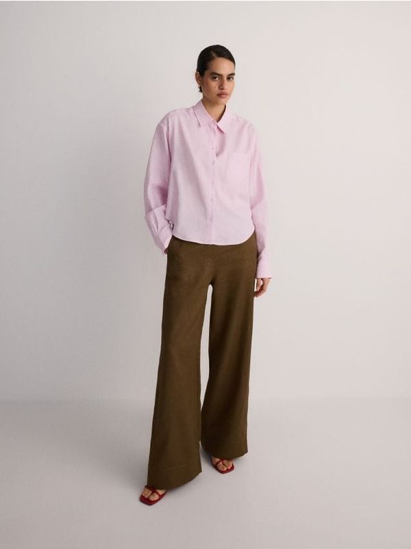 Reserved Reserved - Košulja od mješavine lana - boja lavande