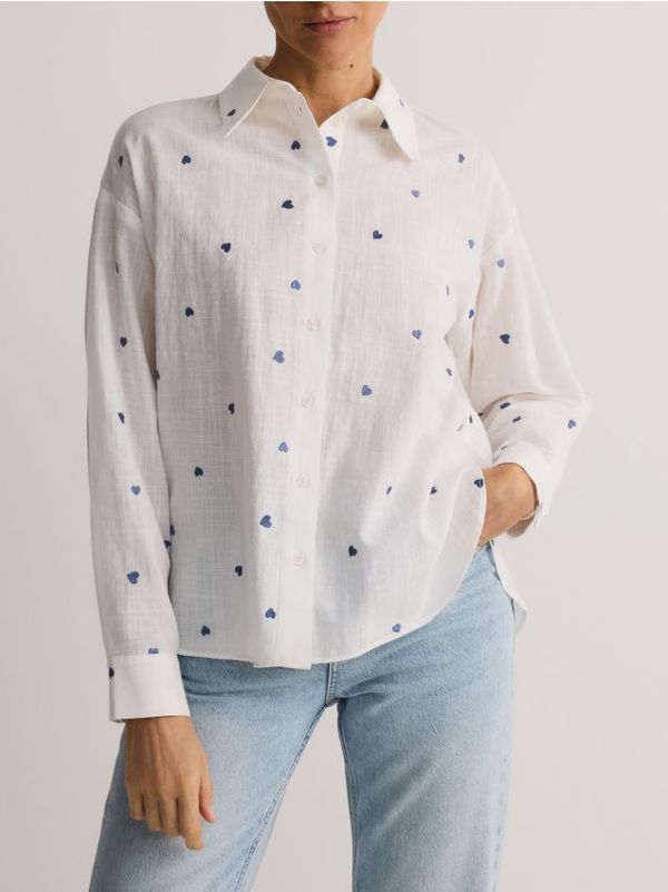 Reserved Reserved - Košulja od mješavine lana - plava