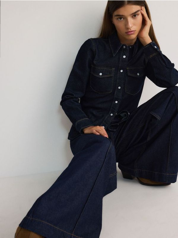 Reserved Reserved - Košulja od trapera - steel blue