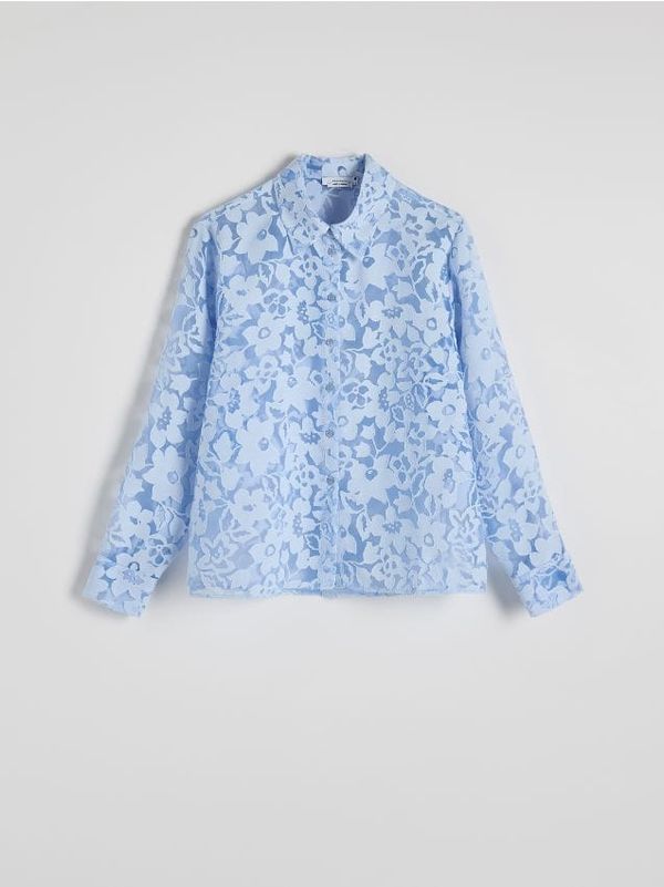 Reserved Reserved - Košulja od viskoze s uzorkom - bljedoplavo