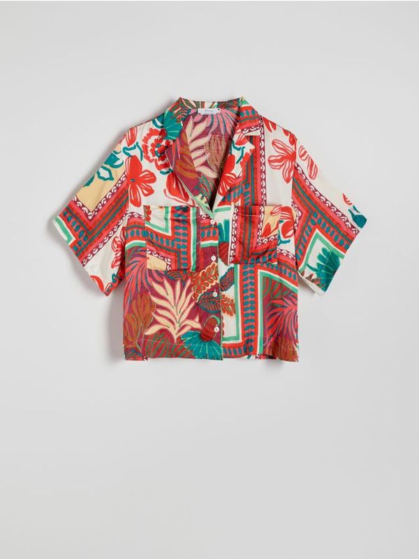 Reserved Reserved - Košulja od viskoze s uzorkom - koraljno