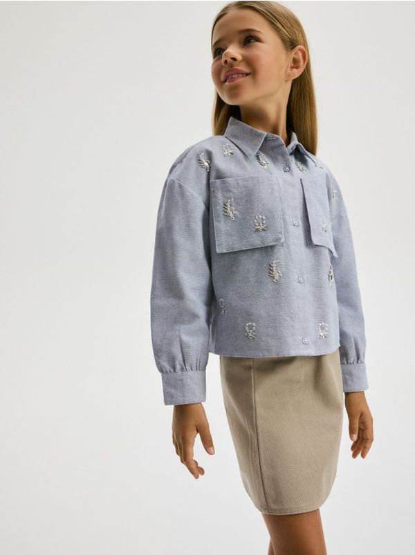 Reserved Reserved - Košulja s aplikacijom - svjetloplavo