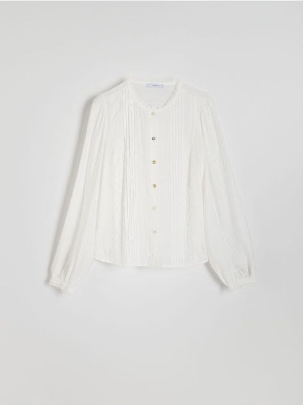 Reserved Reserved - Košulja s čipkom - bijela